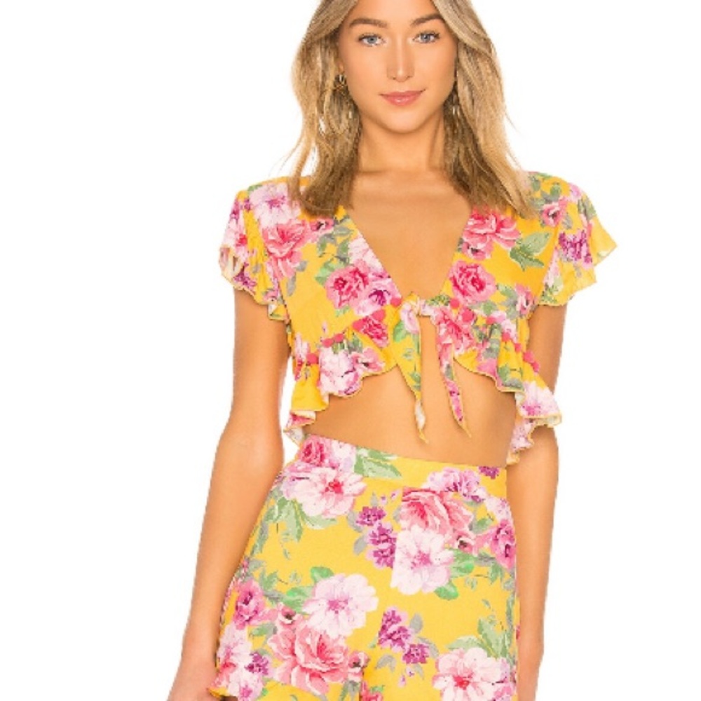 Floral Yellow Crop Top and Shorts
